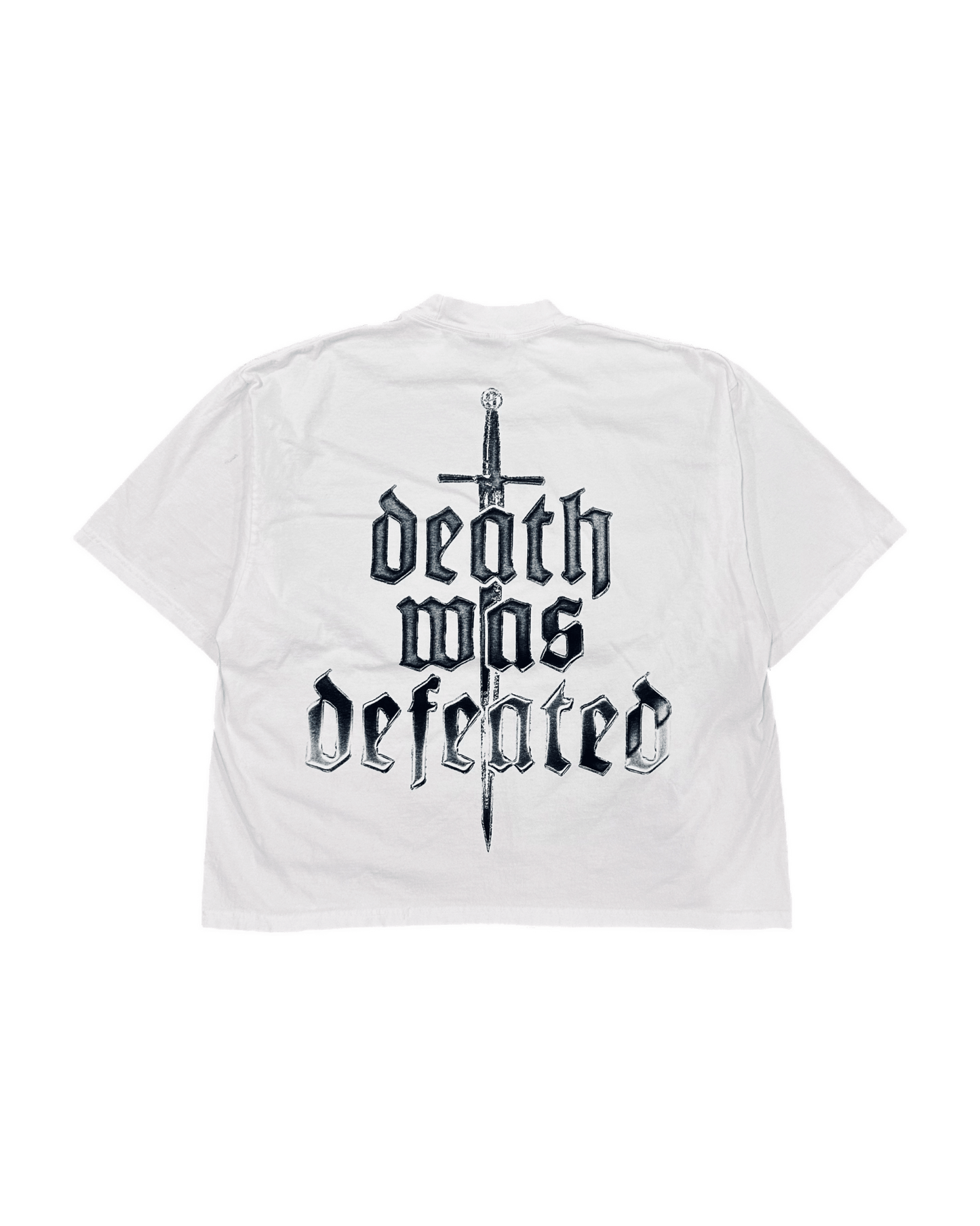 "Death Was Defeated" Drop Shoulder Tee - White - The Atoned Co.