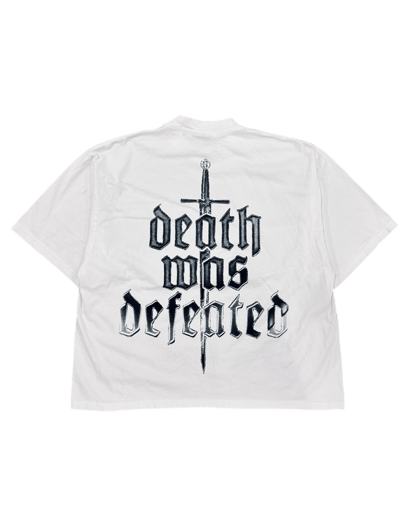 "Death Was Defeated" Drop Shoulder Tee - White - The Atoned Co.