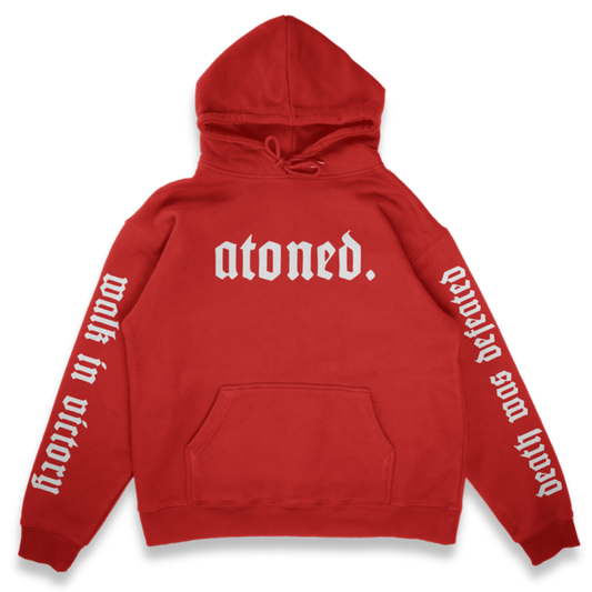 Atoned Hoodie-(Red)                **Order Now for FREE “Atoned” Tee included**