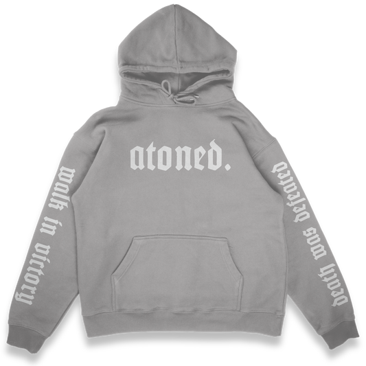 Atoned Hoodie-(Heather Gray) **Order Now for FREE “Atoned” Tee included**