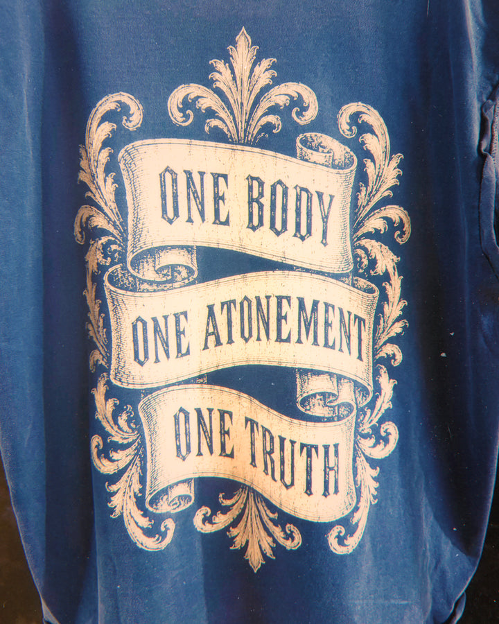 ONE ATONEMENT MUSCLE TEE - DENIM BLUE