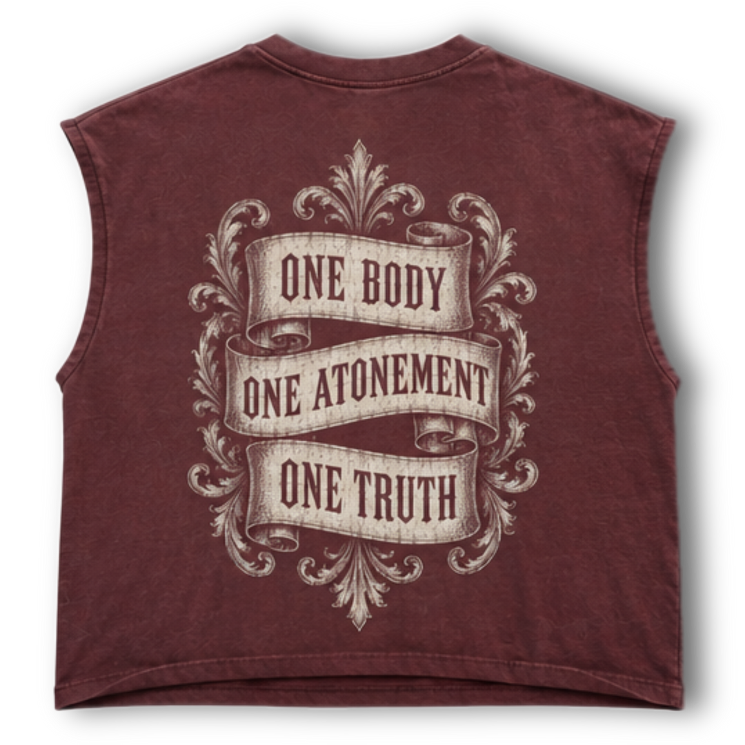 ONE ATONEMENT MUSCLE TEE - (WINE)