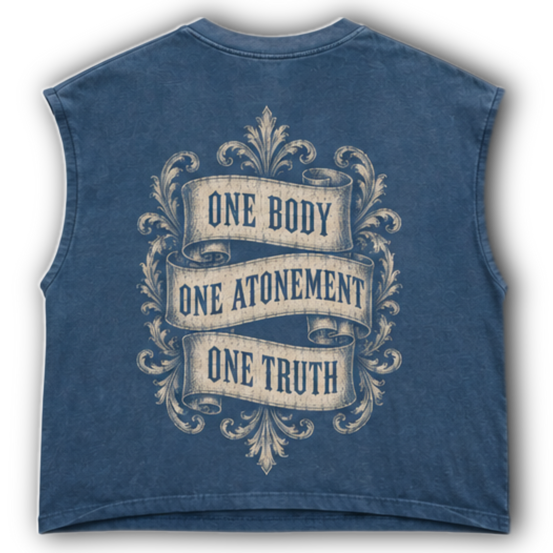 ONE ATONEMENT MUSCLE TEE - DENIM BLUE
