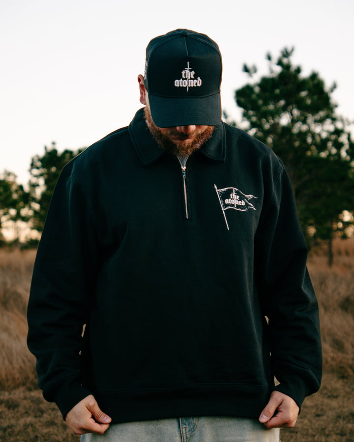 HERALD QUARTER ZIP POLO (BLACK)