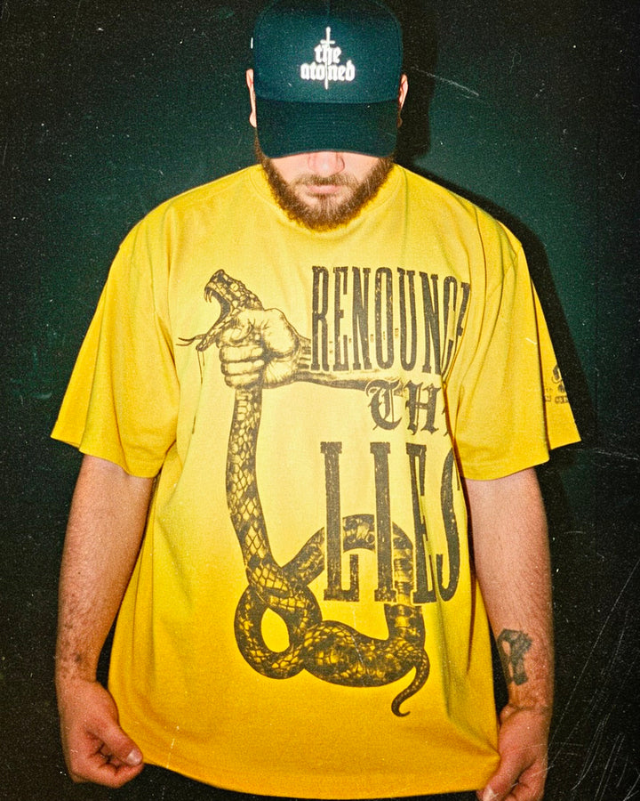 RENOUNCE THE LIES TEE - VINTAGE MUSTARD