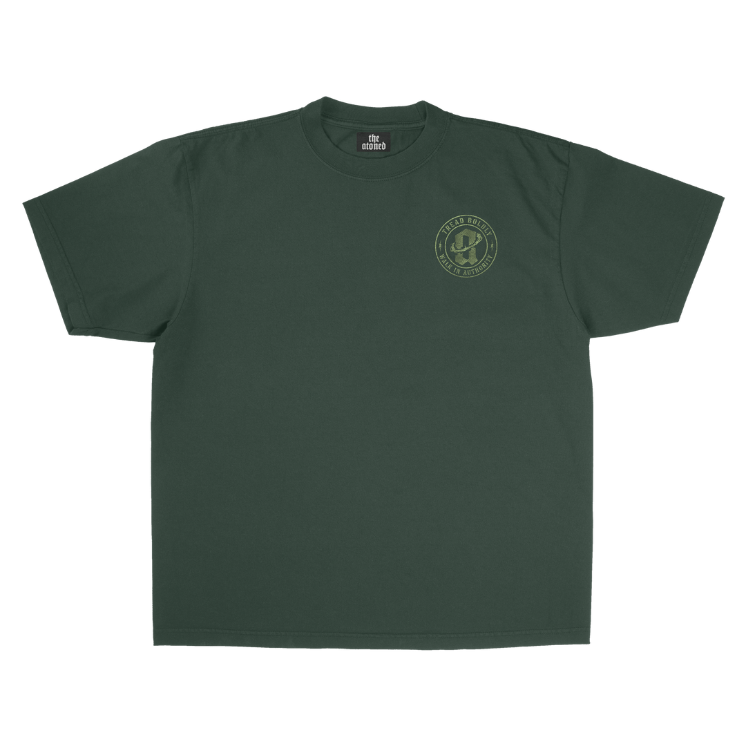 TREAD BODLY TEE- MOSS GREEN