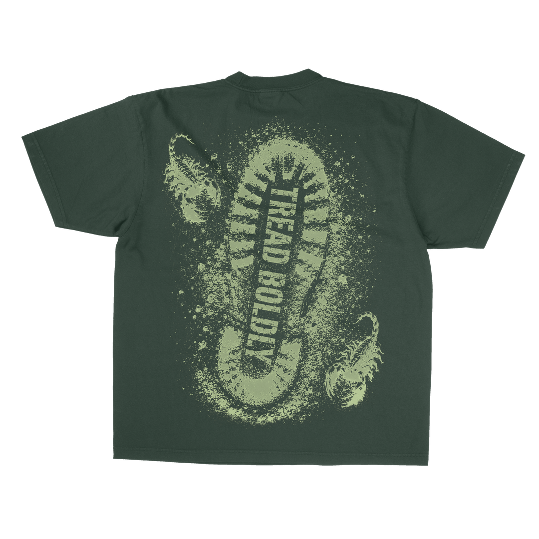 TREAD BODLY TEE- MOSS GREEN