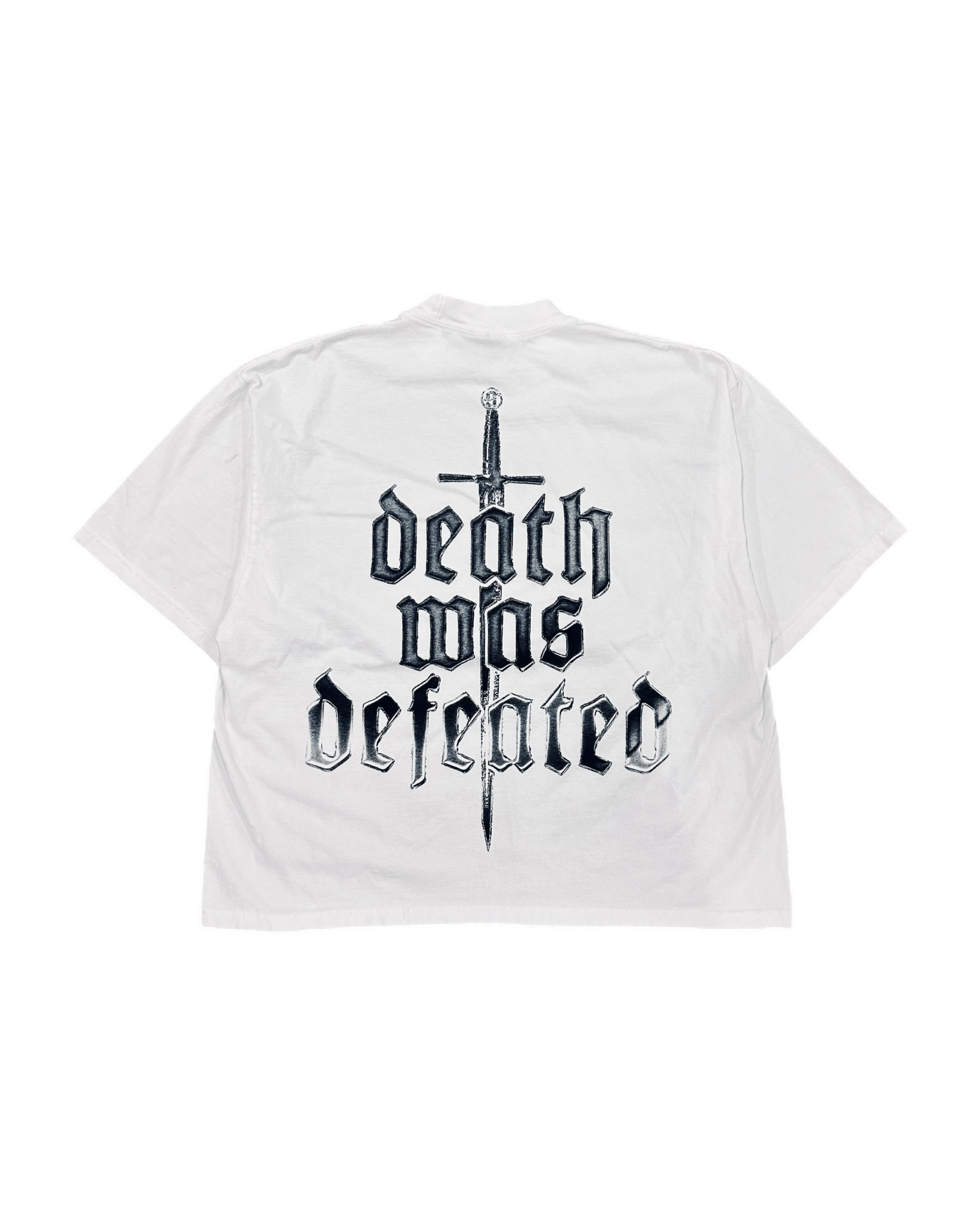 "Death Was Defeated" Drop Shoulder Tee - White - The Atoned Co.
