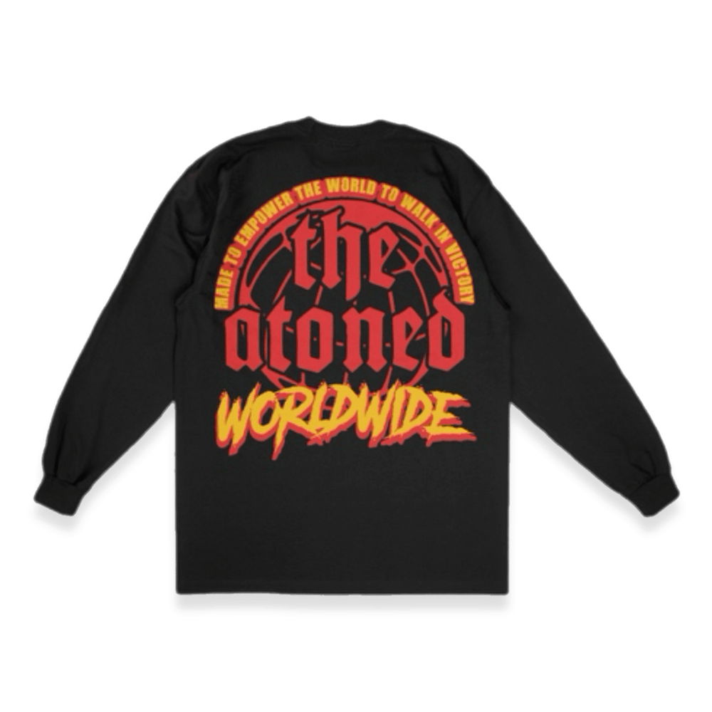"World Wide" Long Sleeve Tee (Black) - The Atoned Co.